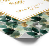 Romantische Forest Green Gold Blätter Hochzeit maß Poster (Ecke)