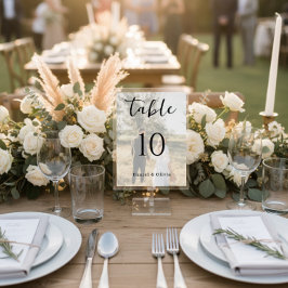 Romantische Foto-Hochzeitstisch-Nummernkarte Sockelschild