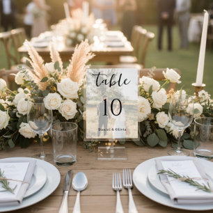 Romantische Foto-Hochzeitstisch-Nummernkarte Sockelschild