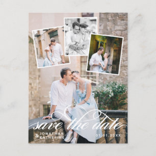 Romantische Foto-Kollage Hochzeit - Termin vormerk Ankündigungspostkarte