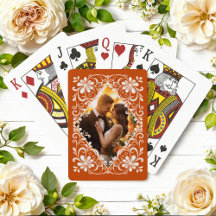 Romantische Foto verbrannte orange Spielkarten