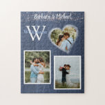 Romantische Fotos Personalisiert Puzzle<br><div class="desc">Dieses Puzzle ist ideal als Geschenk für die Neuvermählten oder für einen Jubiläum oder Valentinstag. Das Herz und ihr Foto erzählen die Geschichte mit bunten Lichtern für einen romantischen Moment - für den besonderen Tag und für immer. Mit ihrem Monogramm und Familiennamen auch auf dem Puzzle. Alle Design-Fragen, nur E-Mail...</div>
