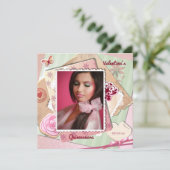 Romantische Frame Foto Einladung (Stehend Vorderseite)