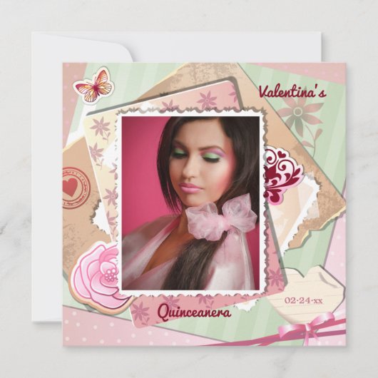 Romantische Frame Foto Einladung (Vorderseite)