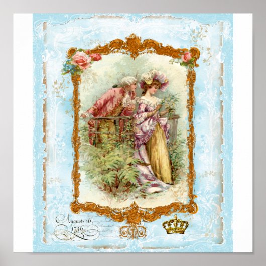 Romantische französische Couple-Regency-Print Poster (Vorne)