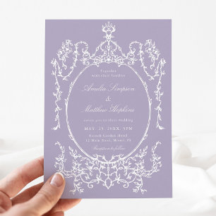 Romantische französische Rahmen-Lila-Hochzeitseinl Einladung