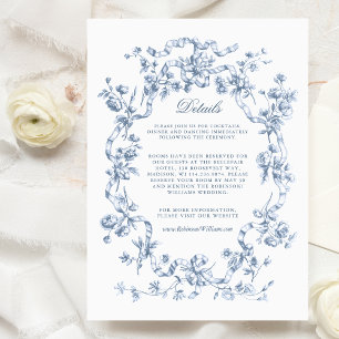 Romantische französische Rose Botanical Hochzeit Begleitkarte