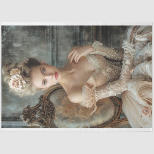 Romantische französische Schönheit, Portrait Decou Seidenpapier (Vorderseite)