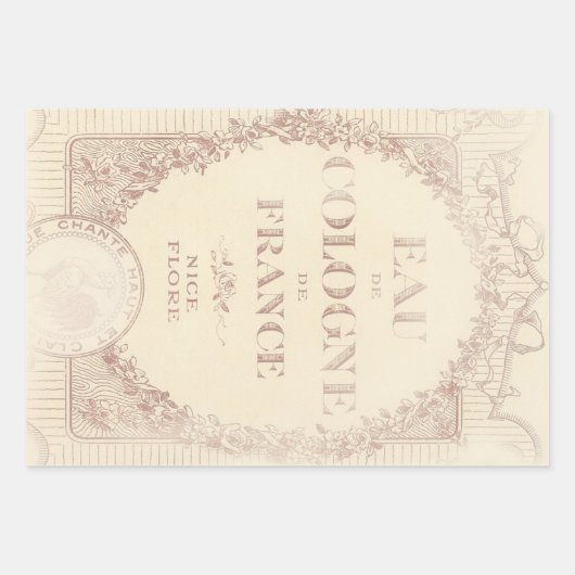 Romantische französische Shabby Chic- und Schmette Geschenkpapier Set (Vorderseite 2)