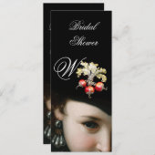 ROMANTISCHE FRAU,ANTIKENJUELE,PEARLS-BRAUTPARTY EINLADUNG (Vorne/Hinten)