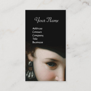 ROMANTISCHE FRAU, ANTIKISCHE JUCHEN, WEISSE PFLANZ VISITENKARTE