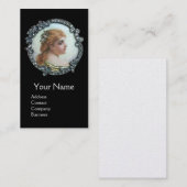 ROMANTISCHE FRAU, DIAMONANTE BLUME VINTAG ENAMEL W VISITENKARTE (Vorne/Hinten)