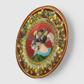 ROMANTISCHE FRAU MIT BLUME VINTAG ENAMEL GROßE WANDUHR (Winkel)