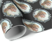 ROMANTISCHE FRAU MIT DIAMANTEN BLUME VINTAG ENAMEL GESCHENKPAPIER (Rolleneckpunkt)