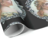 ROMANTISCHE FRAU MIT DIAMANTEN BLUME VINTAG ENAMEL GESCHENKPAPIER (Rolleneckpunkt)