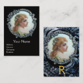 ROMANTISCHE FRAU MIT DIAMANTEN BLUME VINTAG ENAMEL VISITENKARTE (Vorne/Hinten)