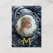 ROMANTISCHE FRAU MIT DIAMANTEN BLUME VINTAG ENAMEL VISITENKARTE (Rückseite)