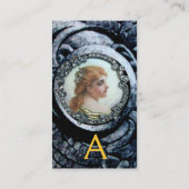 ROMANTISCHE FRAU MIT DIAMANTEN BLUME VINTAG ENAMEL VISITENKARTE (Rückseite)