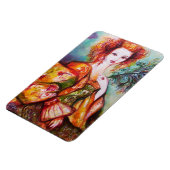 ROMANTISCHE FRAU MIT PEACOCK FEATHER MAGNET (Linke Seite)