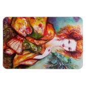 ROMANTISCHE FRAU MIT PEACOCK FEATHER MAGNET (Horizontal)