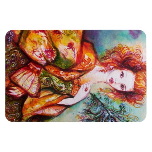 ROMANTISCHE FRAU MIT PEACOCK FEATHER MAGNET (Horizontal)