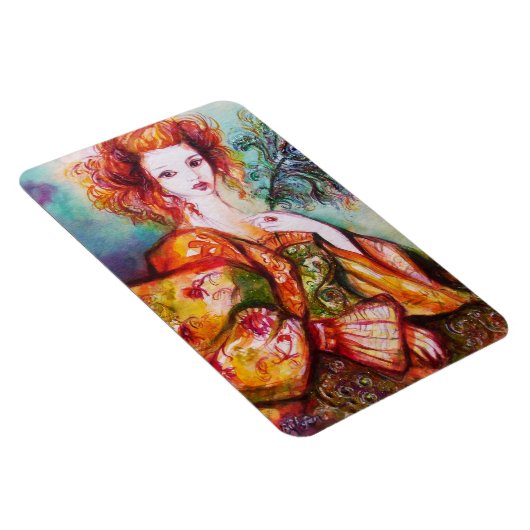 ROMANTISCHE FRAU MIT PEACOCK FEATHER MAGNET (Rechte Seite)