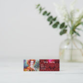 ROMANTISCHE FRAU MIT PEACOCK FEATHER Red Damask Mini Visitenkarte (Stehend Vorderseite)