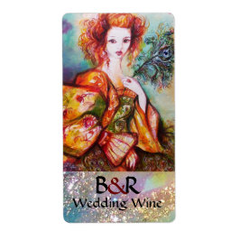 ROMANTISCHE FRAU MIT PEACOCK FEATHER Wedding Wine