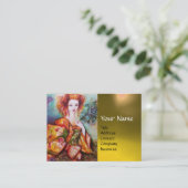 ROMANTISCHE FRAU MIT PEACOCK FEATHER Yellow Gem Visitenkarte (Stehend Vorderseite)