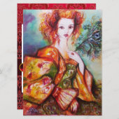 ROMANTISCHE FRAU MIT SPARKLASSIERENDER FUSSGEFÜHL, EINLADUNG (Vorne/Hinten)