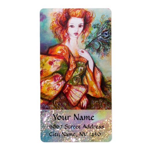 ROMANTISCHE FRAU MIT SPARKLING-PEACOCK-FEATHER (Vorne)