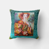 ROMANTISCHE FRAU MIT SPARKLING PEACOCK FEATHER Aqu Kissen (Rückseite)