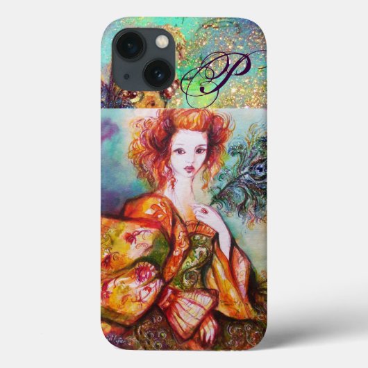 ROMANTISCHE FRAU MIT SPARKLING-PEACOCK-FEATHER Case-Mate iPhone HÜLLE (Rückseite)
