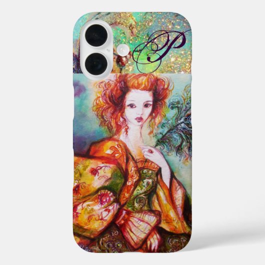 ROMANTISCHE FRAU MIT SPARKLING-PEACOCK-FEATHER Case-Mate iPhone HÜLLE (Rückseite)