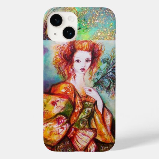 ROMANTISCHE FRAU MIT SPARKLING-PEACOCK-FEATHER Case-Mate iPhone HÜLLE (Rückseite)