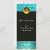 ROMANTISCHE FRAU MIT SPARKLING-PEACOCK-FEATHER EINLADUNG (Rückseite)