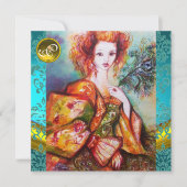 ROMANTISCHE FRAU MIT SPARKLING-PEACOCK-FEATHER EINLADUNG (Vorderseite)