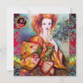 ROMANTISCHE FRAU MIT SPARKLING-PEACOCK-FEATHER EINLADUNG