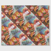 ROMANTISCHE FRAU MIT SPARKLING-PEACOCK-FEATHER GESCHENKPAPIER (Flach)