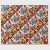 ROMANTISCHE FRAU MIT SPARKLING-PEACOCK-FEATHER GESCHENKPAPIER (Flach)