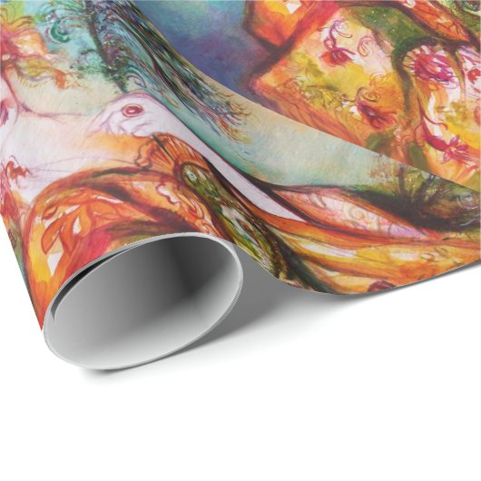 ROMANTISCHE FRAU MIT SPARKLING-PEACOCK-FEATHER GESCHENKPAPIER (Rolleneckpunkt)