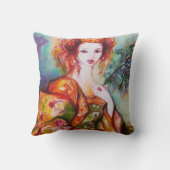 ROMANTISCHE FRAU MIT SPARKLING-PEACOCK-FEATHER KISSEN (Rückseite)