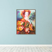 ROMANTISCHE FRAU MIT SPARKLING-PEACOCK-FEATHER LEINWANDDRUCK (Insitu (Holzboden))