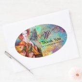 ROMANTISCHE FRAU MIT SPARKLING-PEACOCK-FEATHER OVALER AUFKLEBER (Umschlag)