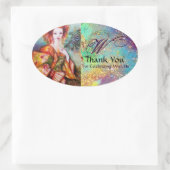 ROMANTISCHE FRAU MIT SPARKLING-PEACOCK-FEATHER OVALER AUFKLEBER (Tasche)