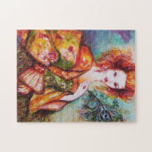 ROMANTISCHE FRAU MIT SPARKLING-PEACOCK-FEATHER PUZZLE (Horizontal)