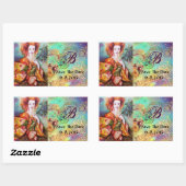 ROMANTISCHE FRAU MIT SPARKLING-PEACOCK-FEATHER RECHTECKIGER AUFKLEBER (Blatt)