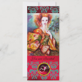 ROMANTISCHE FRAU MIT SPARKLING PEACOCK FEATHER, Ro Einladung