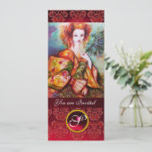 ROMANTISCHE FRAU MIT SPARKLING PEACOCK FEATHER, Ro Einladung (Stehend Vorderseite)