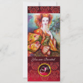 ROMANTISCHE FRAU MIT SPARKLING PEACOCK FEATHER, Ro Einladung (Vorderseite)